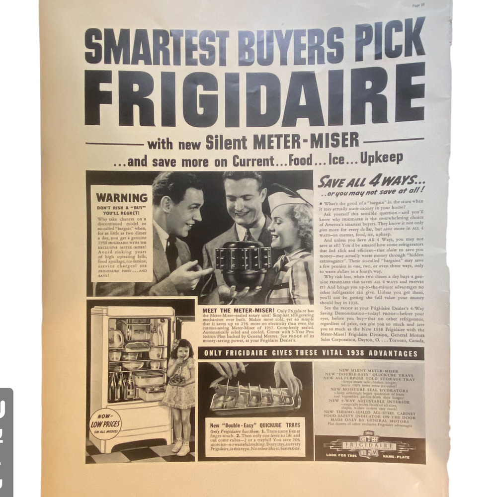 Vtg Frigidaire Print Ad 14 x 10.5 Kayser Hosiery May 23 1938 Frame Ready